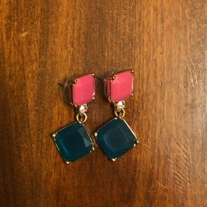J Crew Factory pink, blue & gold dangle earrings
